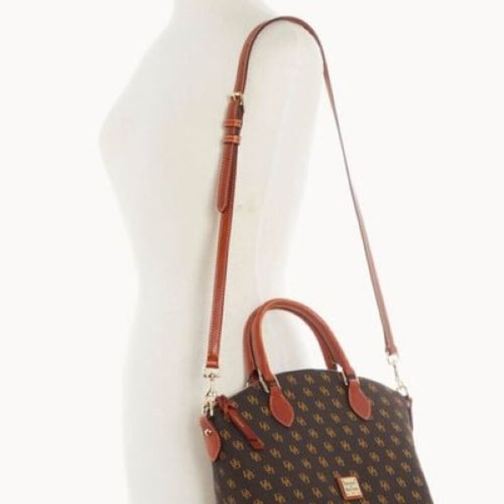 Dooney & Bourke Brown and Tan Satchel, New - Picture 3 of 12